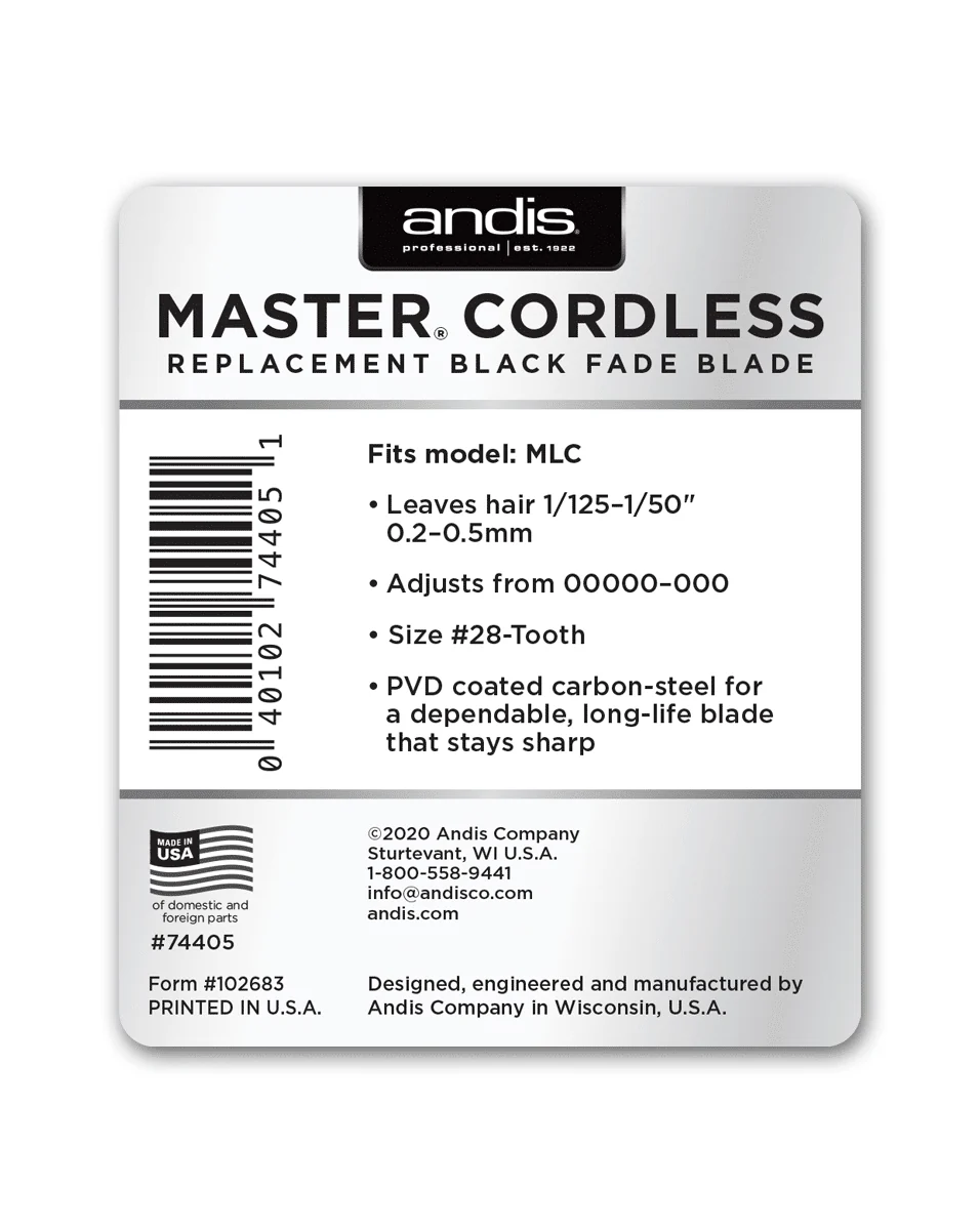 Andis Cordless Master Replacement Black Fade Blade #74405 - Image 2
