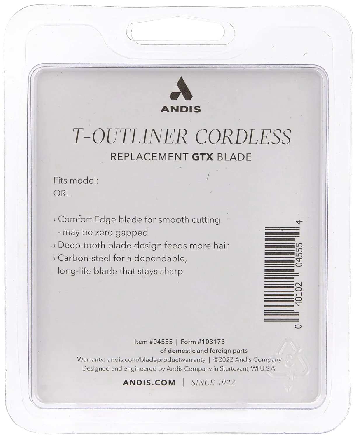 Andis Cordless T-Outliner GTX Blade – Deep Tooth Carbon Steel #103173 - Image 3