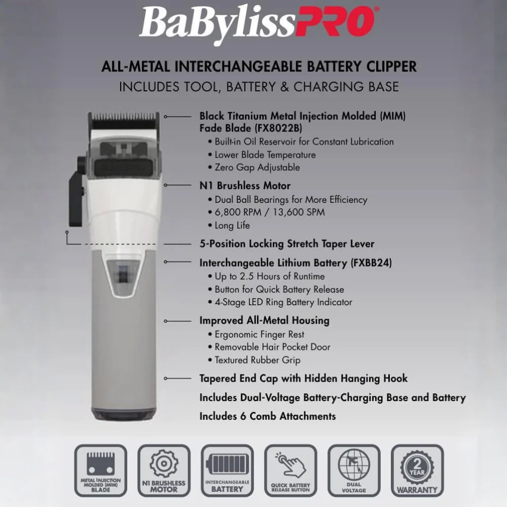 BaBylissPRO FXONE Limited Edition White Clipper | FX899TW - Image 2