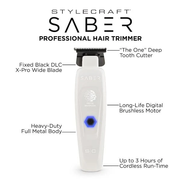 StyleCraft Brushless Saber Trimmer White | SC421W - Image 5