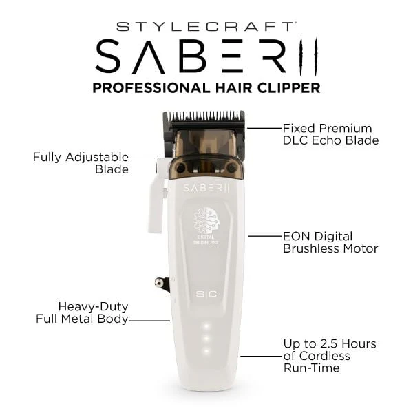 StyleCraft Saber II Clipper White | SC619W - Image 5